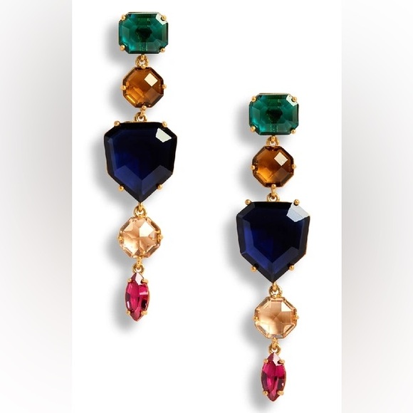 Gorgeous Kate Spade Necklace and Earring Set in Gold Multi Colored Stones - Picture 5 of 17